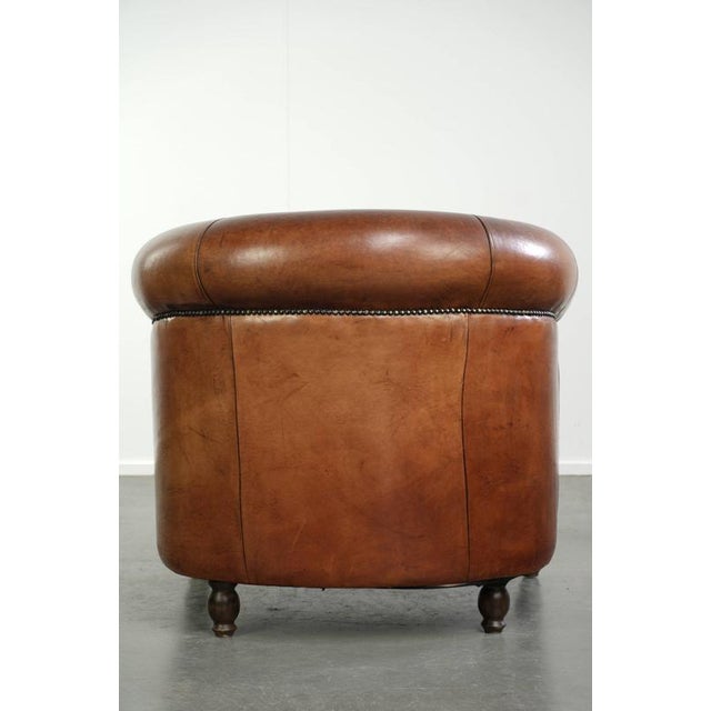 Sheepskin Club Armchair In Warm Cognac Color For Sale - Image 4 of 13
