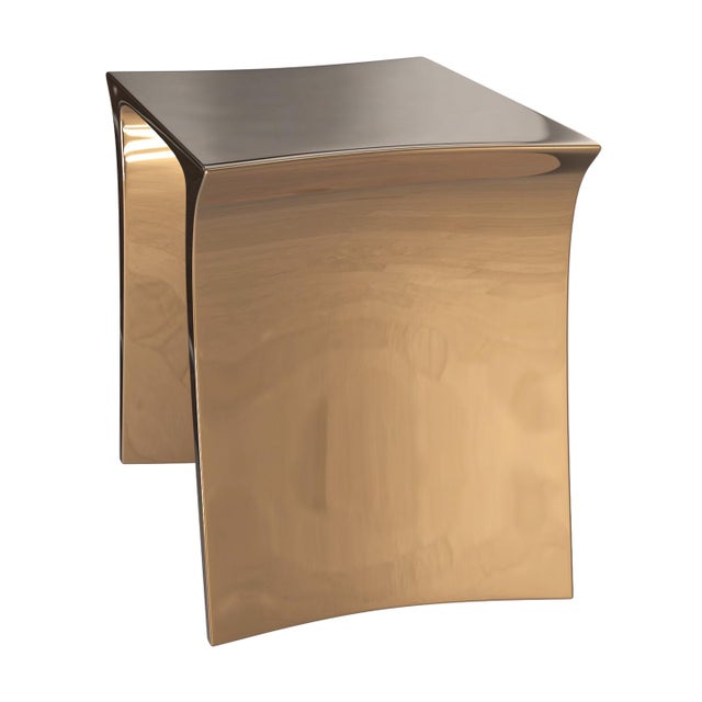 "Alphacute" Side Table With Bronze, Handmade For Sale - Image 4 of 6