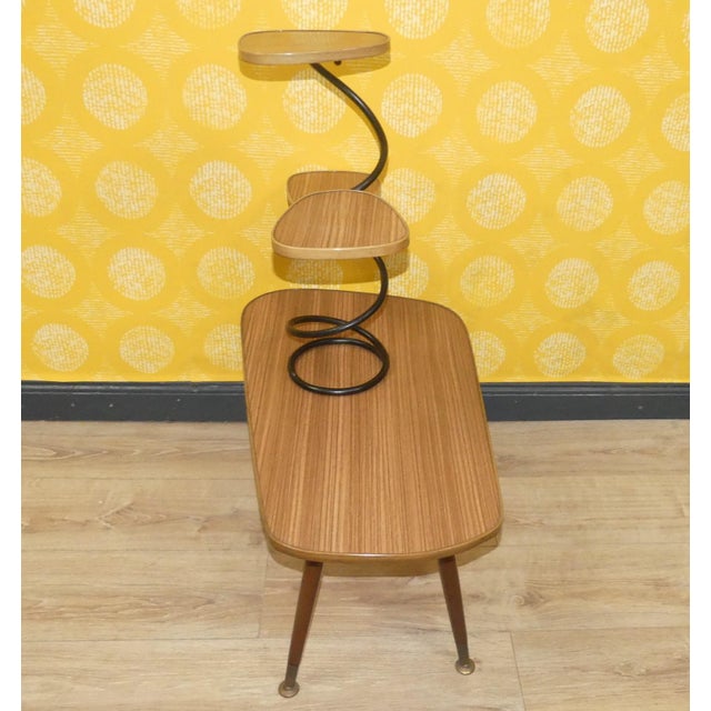 Plant Etagere in Teak Look Resopal with Metal Spiral, 1960s For Sale - Image 4 of 9