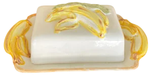 Ceramic Majolica Style Butter Dish, Portugal, 1970s