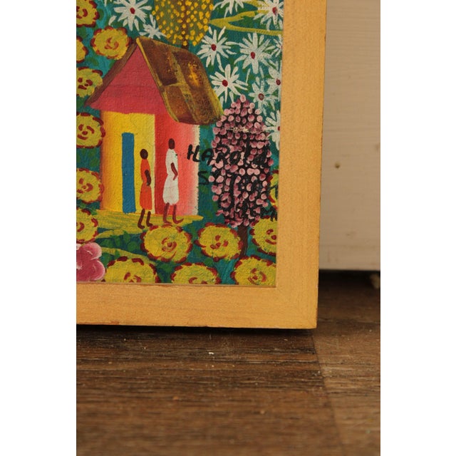 Blue Harold St. Jean Haitian Seaside Village Oil Painting For Sale - Image 8 of 12