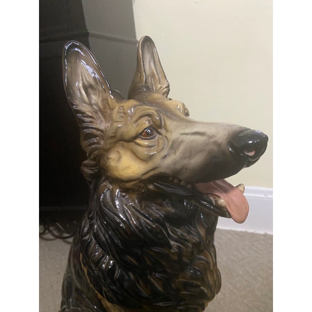1970s Life Size Terra Cotta Style Shepherd Dog Sculpture Beautiful design and detail Looks real Deep Majolica colors Looks...