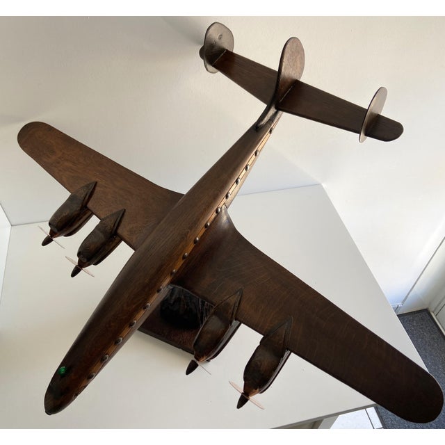 Lockheed Constellation Airplane Sculpture Model in Carved Wood, 1940 For Sale - Image 16 of 18