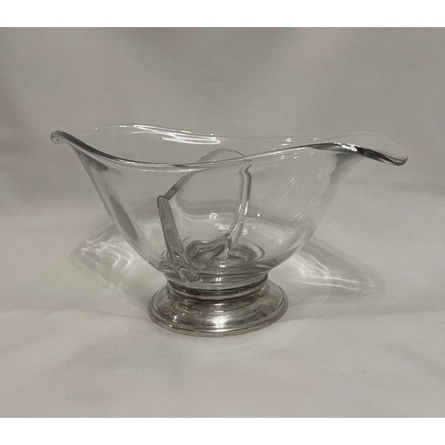 Vintage Sterling Silver and Glass Divided Serving Bowl For Sale In New York - Image 6 of 8