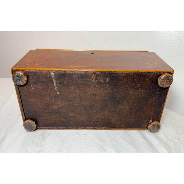 Antique 19th Century English Regency Inlaid Wood Sarcophagus-Form Tea Caddy Box For Sale - Image 14 of 17