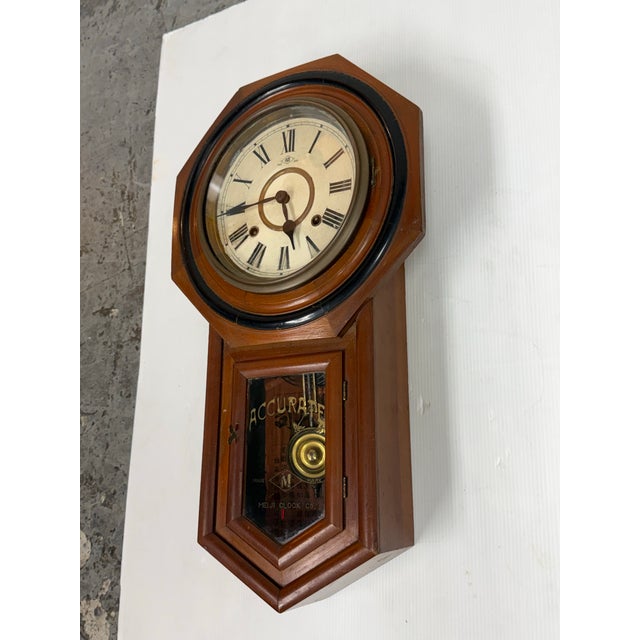 Asian Meiji Clock Co. Octagonal Pendulum Wall Clock, Antique For Sale - Image 3 of 12