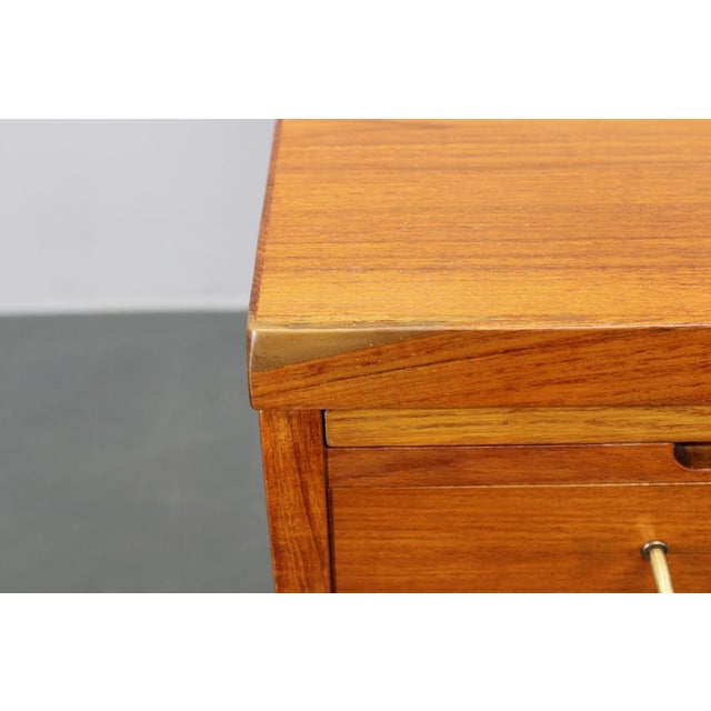 Mid-Century Danish Teak Writing Desk with Brass Details, 1960s For Sale - Image 10 of 18
