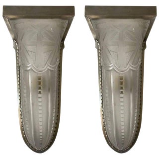 Geometric French Art Deco Wall Sconces - a Pair For Sale