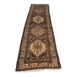 Camel Persian Bibikabad Hexagonal Medallion Runner Rug - 3'7" X 11'6" For Sale