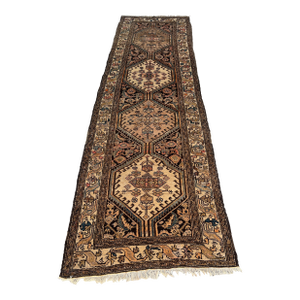 Camel Persian Bibikabad Hexagonal Medallion Runner Rug - 3'7" X 11'6"