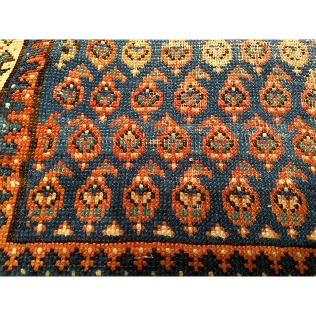 19th Century Caucasian Shirvan Rug, Handwoven Wool, Allover Paisley Design, Blue & Ivory, 3' x 4' For Sale - Image 11 of 14
