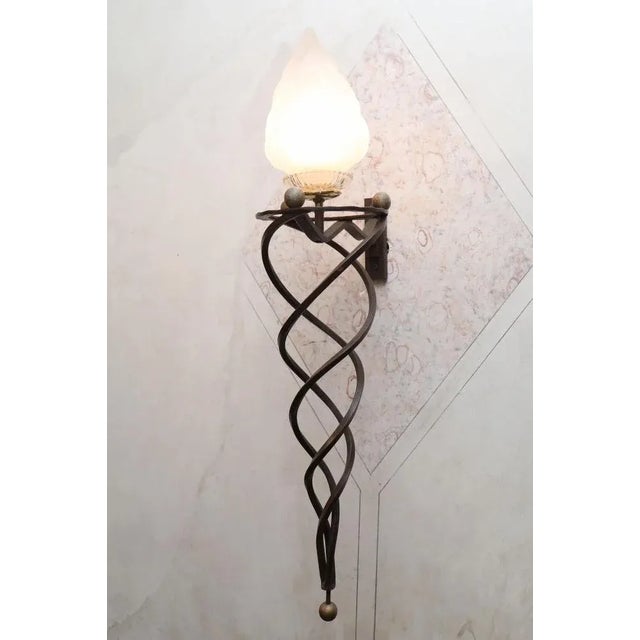 Italian Sconces with Frosted Glass Globe, Set of 2 For Sale - Image 4 of 8
