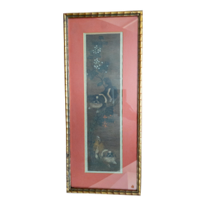 19th Century or Earlier Chinese Silk Scroll Painting With Pekingese Dogs