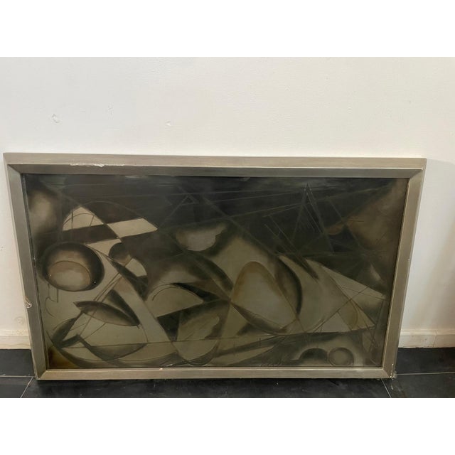 Futurist Painting in Back Treated Glass by Lam Lee Group, 1980 For Sale - Image 11 of 13