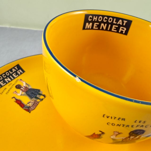 Ceramic Chocolat Menier Yellow Café Éditions Clouet Set For Sale - Image 7 of 11