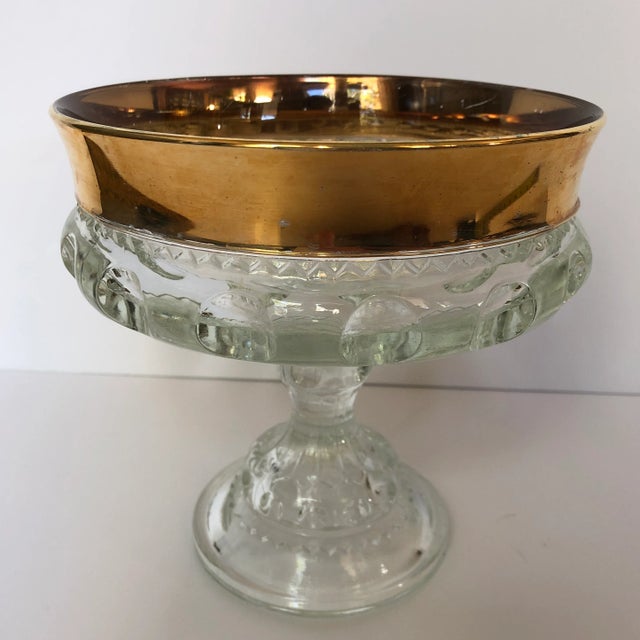 Gilt Glass Pedestal Bowl For Sale In Houston - Image 6 of 6