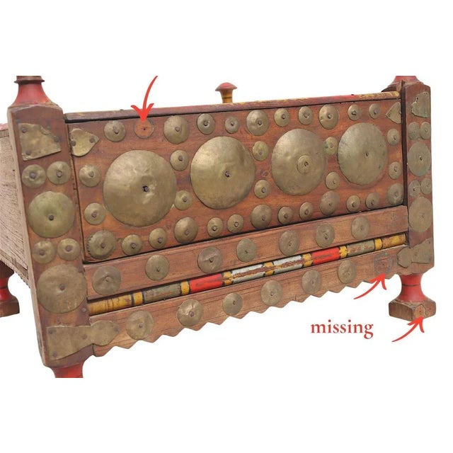 Very rare Antique solid wood orient tea table side table from Afghanistan with secret compartment and decorated with...