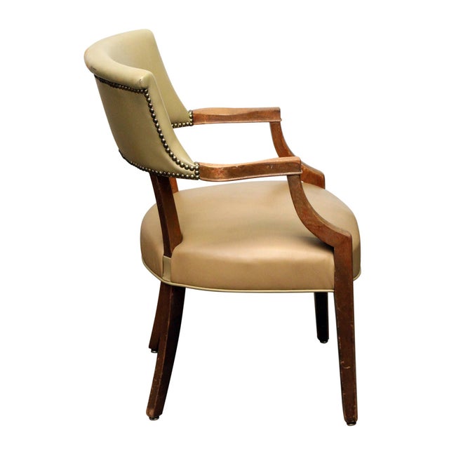 Late 20th Century Studded Vinyl Tan Chair For Sale - Image 6 of 7