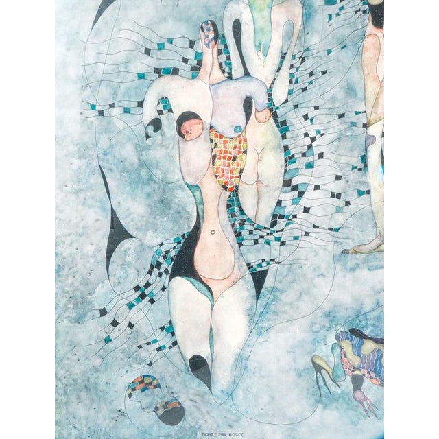 Ermanno Metelerkamp, Nude, Figures of the Forest, 1974, Watercolor and Ink on Paper, Framed For Sale - Image 3 of 14