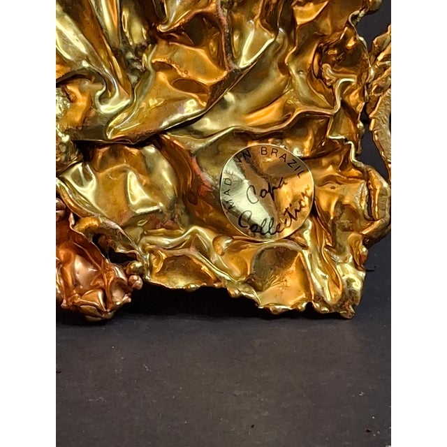 Metal Vintage 1970s Copa Brazil Brutalist Hebrew Chai Brass & Amethyst Sculpture For Sale - Image 7 of 7