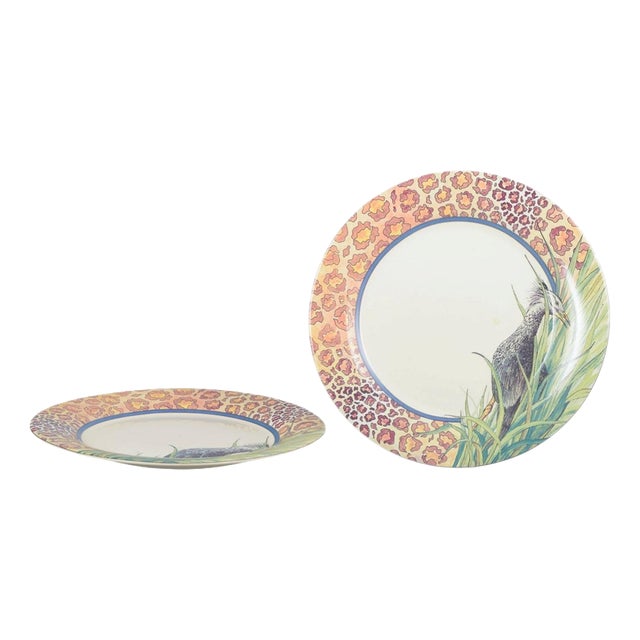 Large Savane Dinner Plates in Faience from Gien, France, 1980s, Set of 2 For Sale