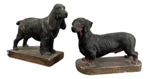 Vintage Painted Plaster Dog Sculptures by Frederick Thomas Daws, Set of 2
