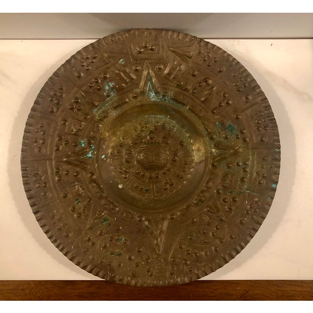 1950s Aztec Sun Copper Decorative Plate For Sale - Image 4 of 9