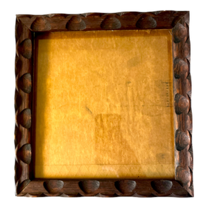 Vintage Hand-Carved Wooden Frame With Raised Scallop and Notched Detailing