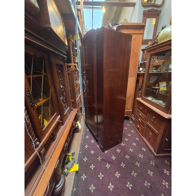 1950s Antique Art Deco Armoire Oak For Sale - Image 5 of 7