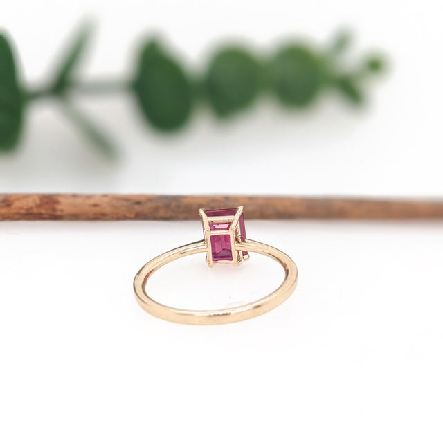 2020s 2.2ct Ruby Solid 14k Gold Emerald Cut Solitaire Ring Size 6.75 For Sale - Image 5 of 7