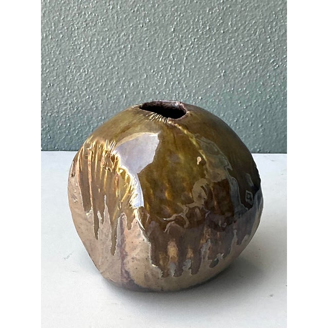 Ceramic Vintage Glazed Ceramic Vase For Sale - Image 7 of 12