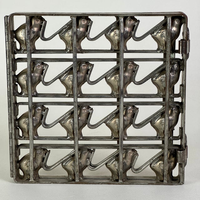 Victorian Antique 16 Count Baby Chicks Metal Hinged Chocolate Mold For Sale - Image 3 of 6