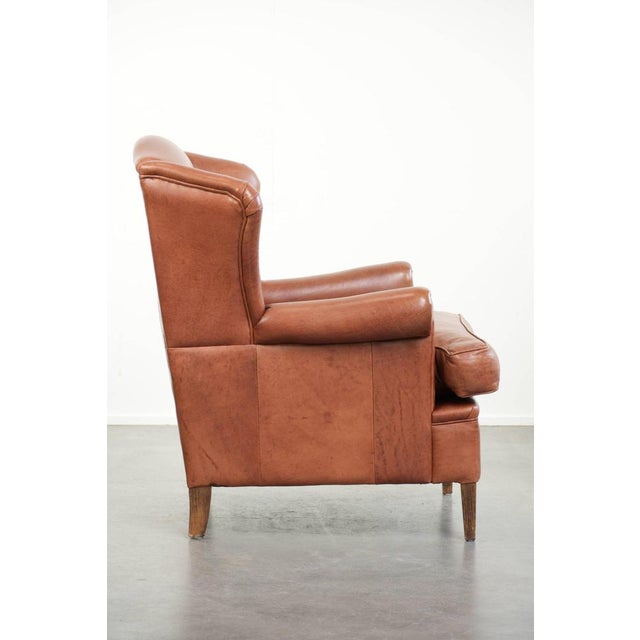 Wing Club Chair in Cowhide Leather For Sale - Image 3 of 14