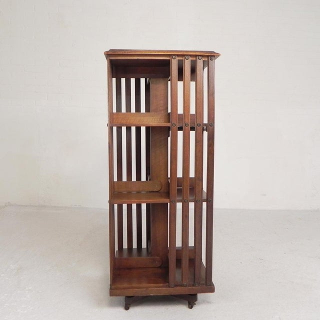 Industrial Mahogany Book Carousel by G. Borgeaud, Paris, 1930s For Sale - Image 3 of 18