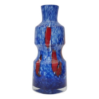 Blue Glass Art Vase from Prachen Glass Works For Sale