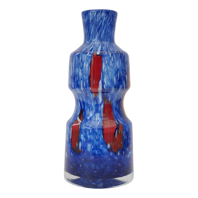 Blue Glass Art Vase from Prachen Glass Works For Sale