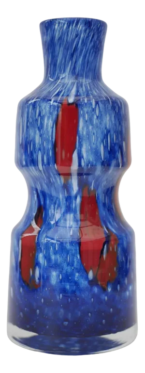 Blue Glass Art Vase from Prachen Glass Works