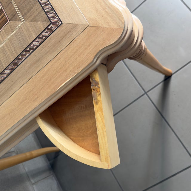 Vintage Light Wood Inlaid Game Table For Sale - Image 9 of 12