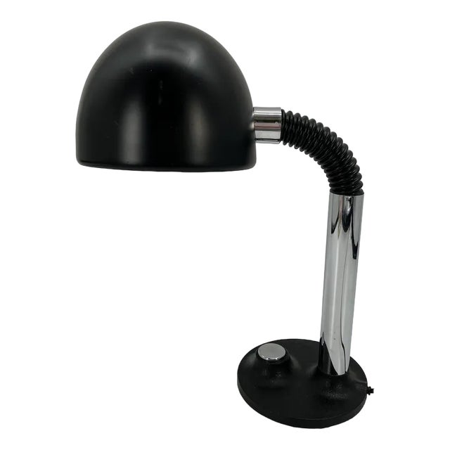Vintage Office Desk Lamp with Black Painted Metal Screen, Germany Around 1960 For Sale