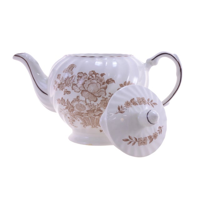 1970s Stafforshire Ironstone Brown Floral Teapot For Sale - Image 5 of 8