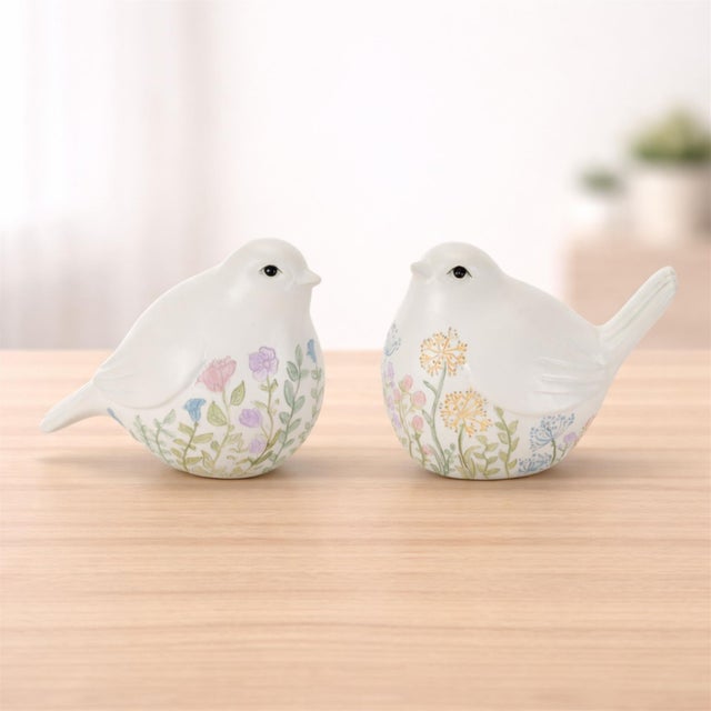 Farmhouse Etched Floral Bird Figurine (Set of 6) For Sale - Image 3 of 5