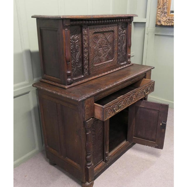 Carved Oak Court Cupboard, 17th Century For Sale - Image 4 of 8