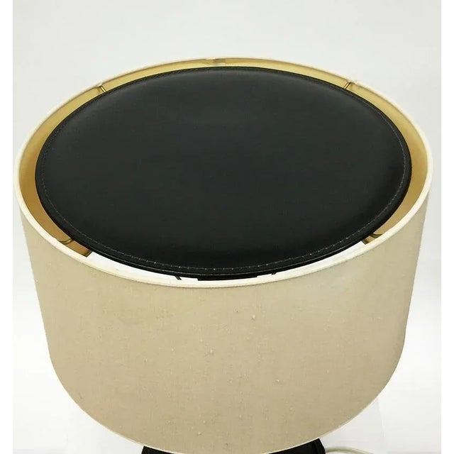 Italian Black Leather Table Lamp in the Style of Jacques Adnet For Sale - Image 3 of 8
