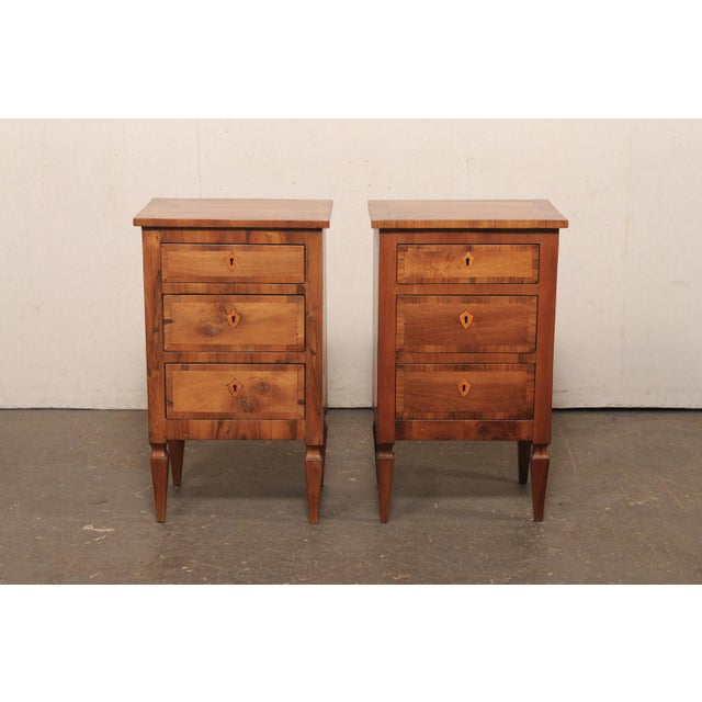 Italian Pair Antique 3-Drawer Side Chests For Sale - Image 9 of 13
