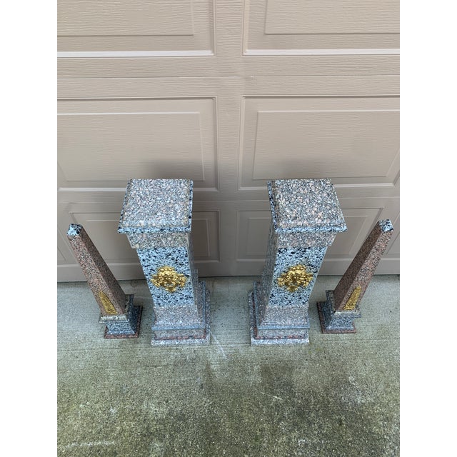 Early 20th Century Neoclassical Grand Tour Ormolu Mounted Solid Marble Obelisks on Pedestals, Pair For Sale - Image 12 of 12