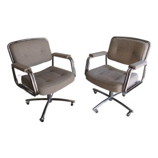 Modernist Style Swivel Armchairs by Metalstand Inc., Philadelphia, 1970s, a Pair For Sale