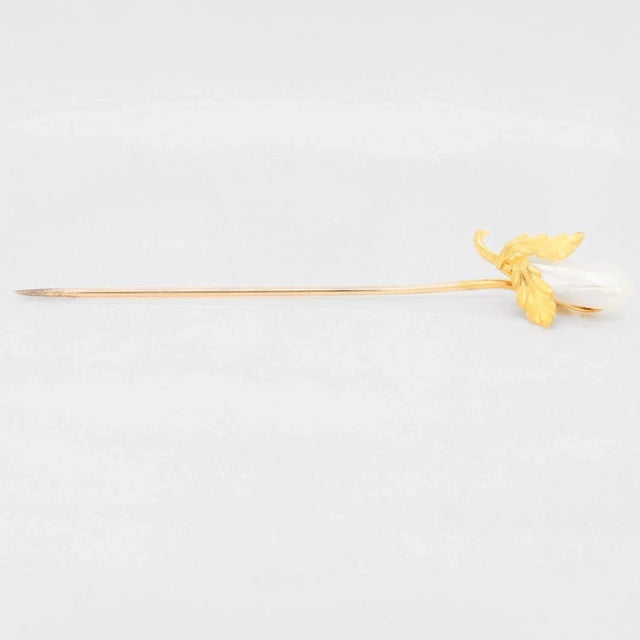 Vintage 14k Gold & Blister Pearl Gourd or Eggplant Stickpin For Sale - Image 9 of 12