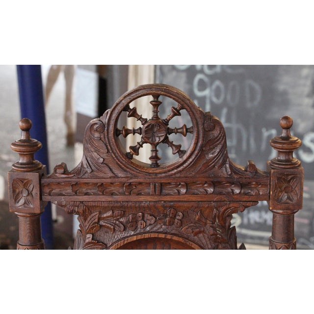 Set of 6 Antique English Renaissance Carved Wood Chairs For Sale - Image 4 of 16