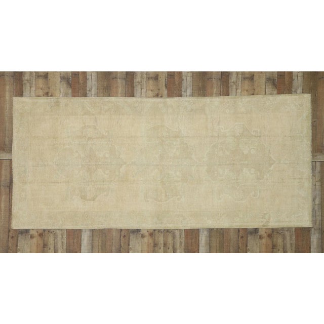 Textile Vintage Turkish Oushak Rug, Wide Hallway Runner - 04'11 X 10'11 For Sale - Image 7 of 9