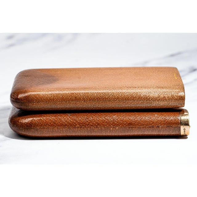 Superb Large Asprey & Co. Antique Art Deco Leather 9kt Gold Cigar Case Tobacciana For Sale - Image 13 of 16